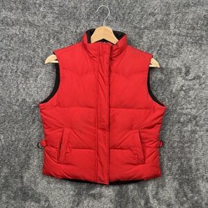 Ralph Lauren Reversible Down Puffer Vest Women's Size Small Red Black Zip Snap